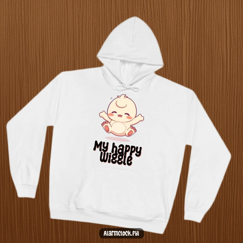 Funny hoodie with a character energetically wiggling its toes, symbolizing comfort and carefree happiness. Excellent funny gift.