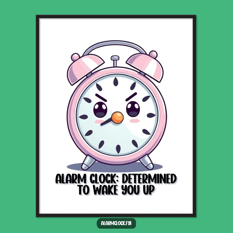 Free Printable Wall Art: Determined Alarm Clock Loud Ring Funny Humorous Downloadable Art
