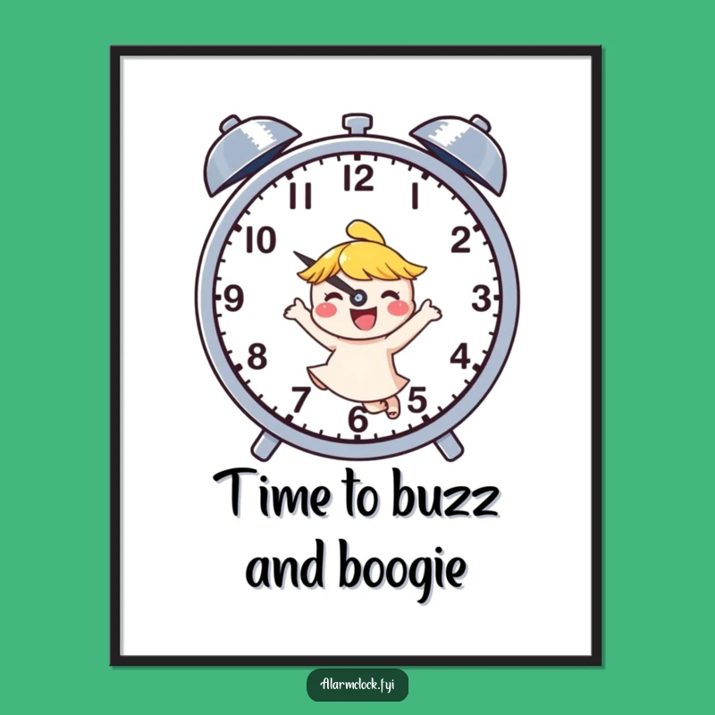 Free Printable Wall Art Joyful Dancing Character Buzzing Clock Downloadable Gift