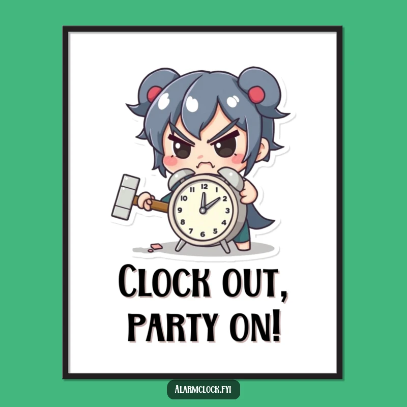 Free Printable Wall Art: Smash The Clock, Determined Action, Funny Downloadable Poster