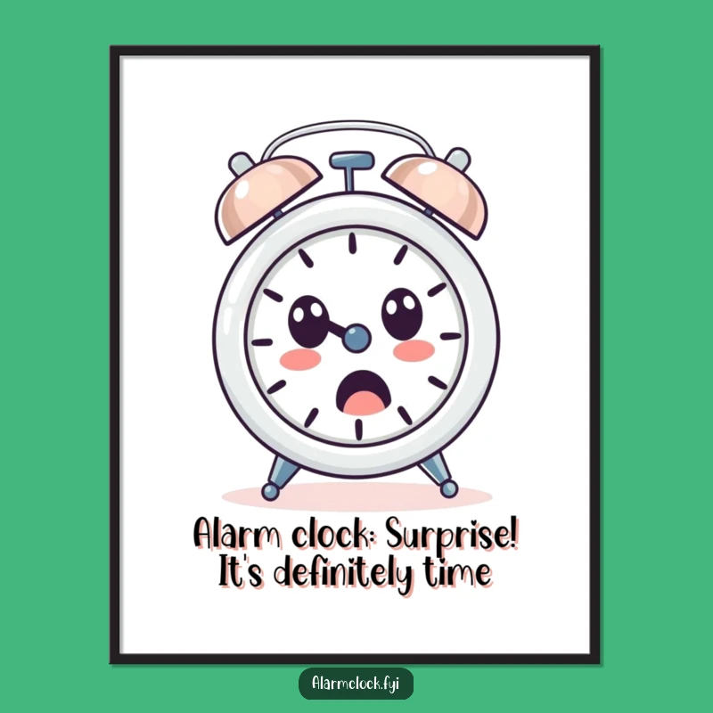 Free Printable Wall Art: Surprised Alarm Clock Loud Ring Funny Humorous Downloadable Art