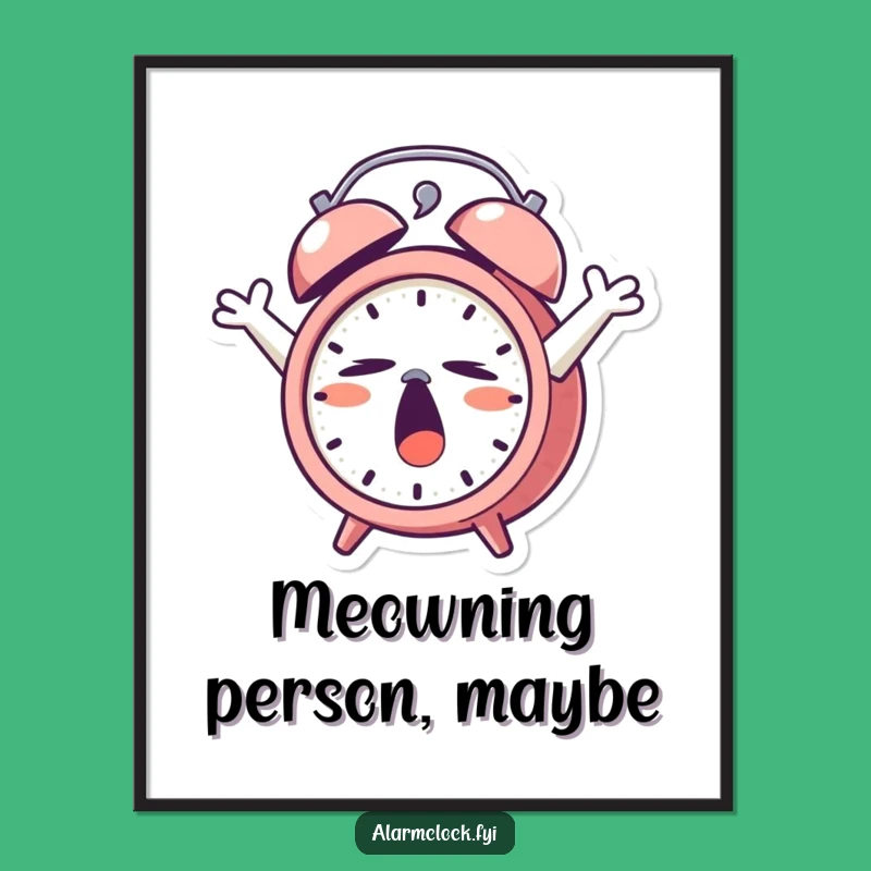 Funny Free Printable Wall Art: Sleepy Alarm Clock, Relaxing Decor Piece