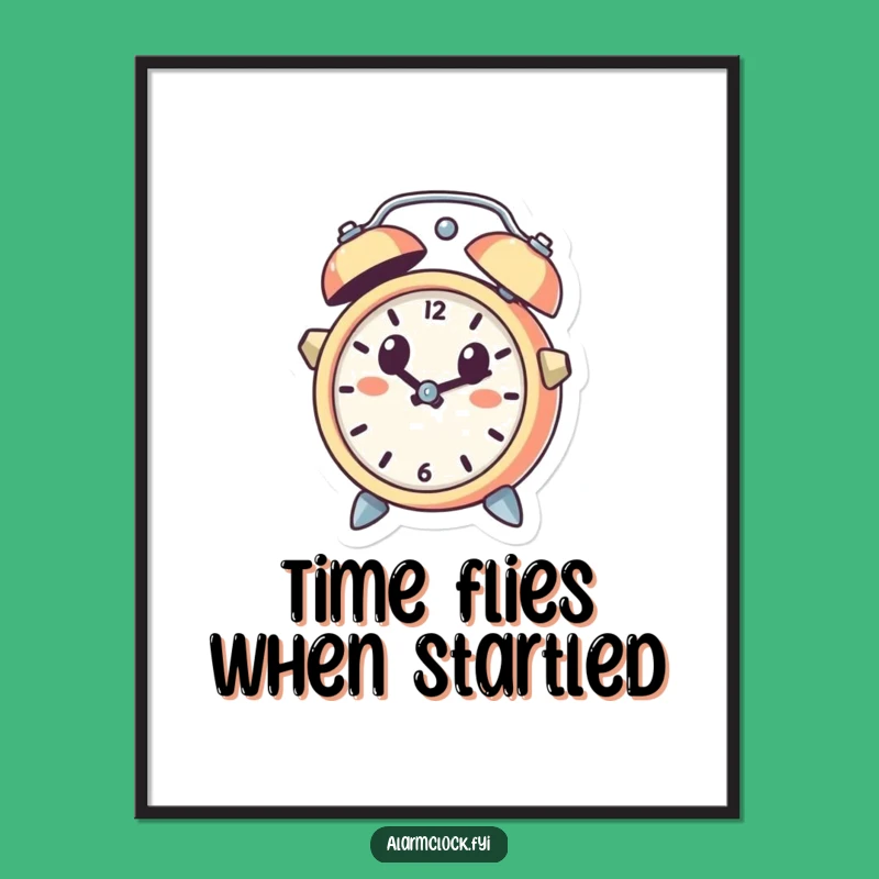 Funny Free Printable Wall Art: Startled Alarm Clock - Quirky Downloadable Decor