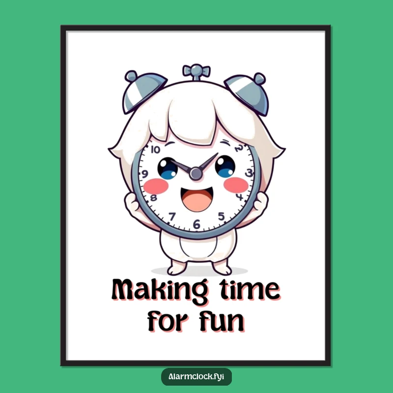 Funny Free Printable Wall Art: Cheerful Clock Character Joyful Time Downloadable Art Gift
