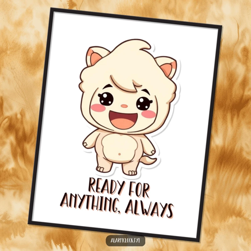 Funny Free Printable Wall Art: A character with a massive, infectious smile looks incredibly ready and eager to take on any task.