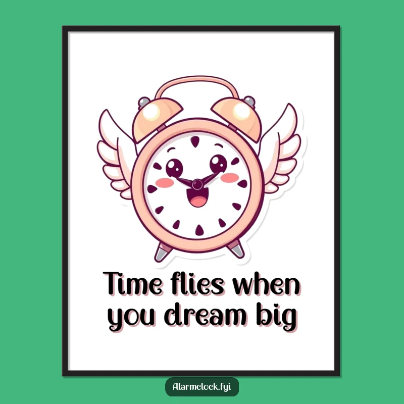 Free Printable Wall Art: Joyful Flying Clock Decor, Downloadable Time Flies Art