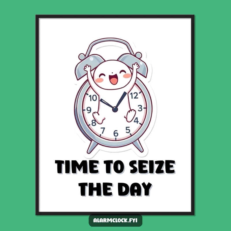 Free Printable Wall Art: Funny Alarm Clock Leap Humorous Downloadable Decor