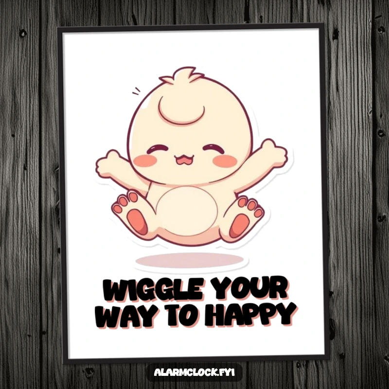 Funny Free Printable Wall Art: A character's toes are wiggling with extreme energy and happiness, bringing a sense of fun and movement.