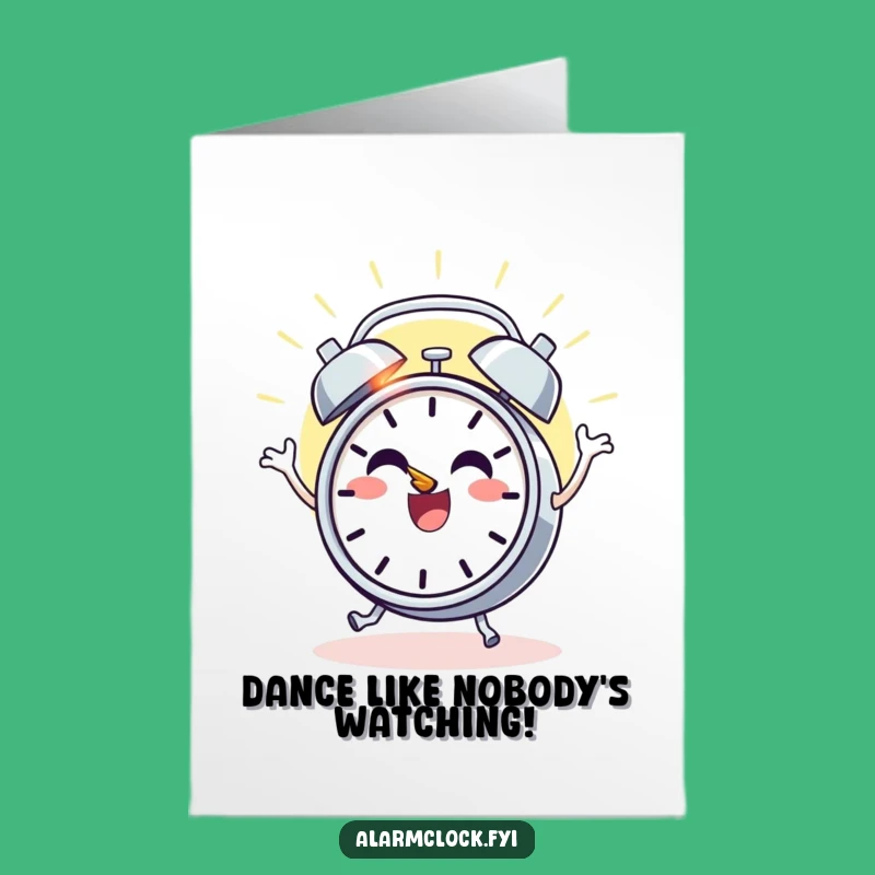 Free Printable Birthday Card: Dancing Clock - Joyful Downloadable Gift