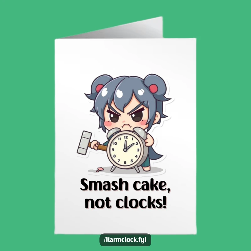 Free Printable Birthday Card: Smash The Clock, Determined Humor, Funny Downloadable Gift