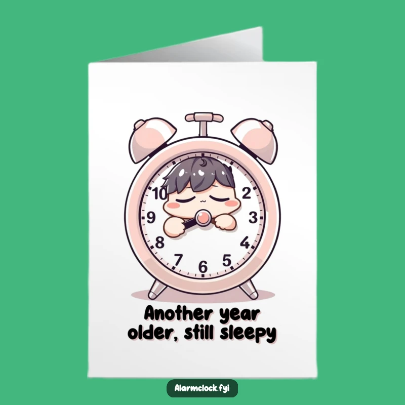 Free Printable Birthday Card: Snooze Button Humor, Sleepy Character, Funny Downloadable Gift