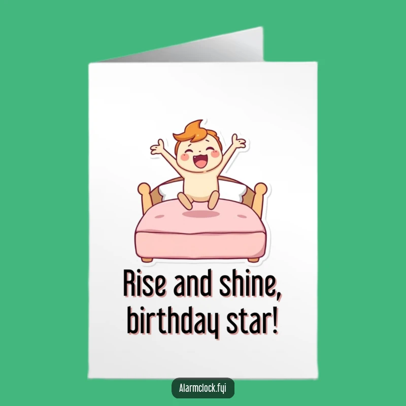 Free Printable Energetic Bed Jump Birthday Card - Funny Downloadable Gift