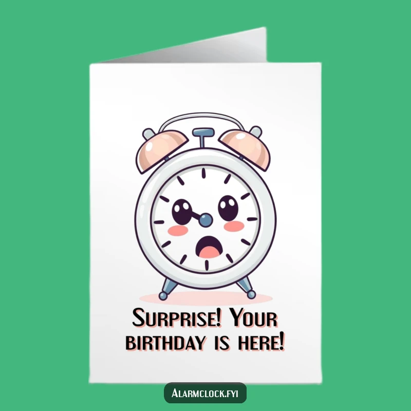 Free Printable Funny Birthday Card: Surprised Alarm Clock Loud Ring DIY Downloadable Gift