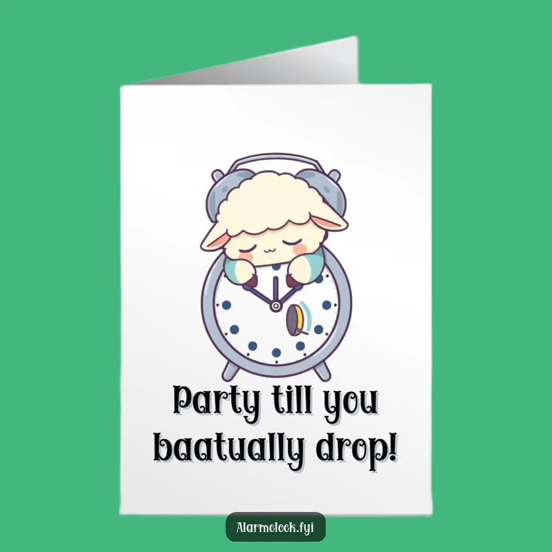 Funny Free Printable Birthday Card: Sleepy Sheep Alarm Clock Snooze Gift