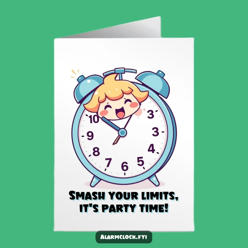 Free Printable Birthday Card Happy Character Smashes Alarm Clock Downloadable Gift