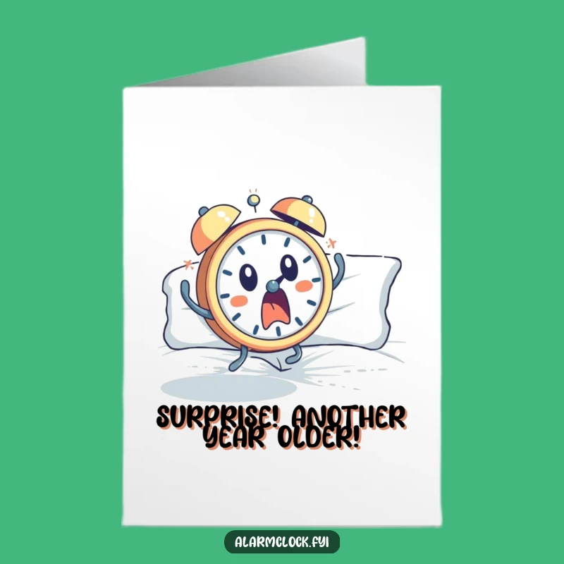 Free Printable Birthday Card: Startled Clock Character Funny Downloadable Gift