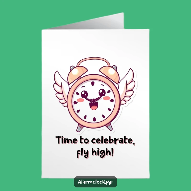 Free Printable Birthday Card: Flying Clock Birthday Wishes, Joyful DIY Gift