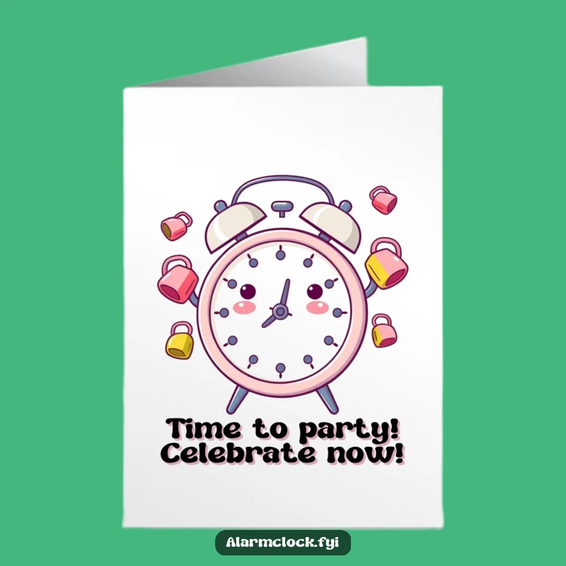 Funny Free Printable Birthday Card: Juggling Alarm Clock, Perfect Downloadable Gift