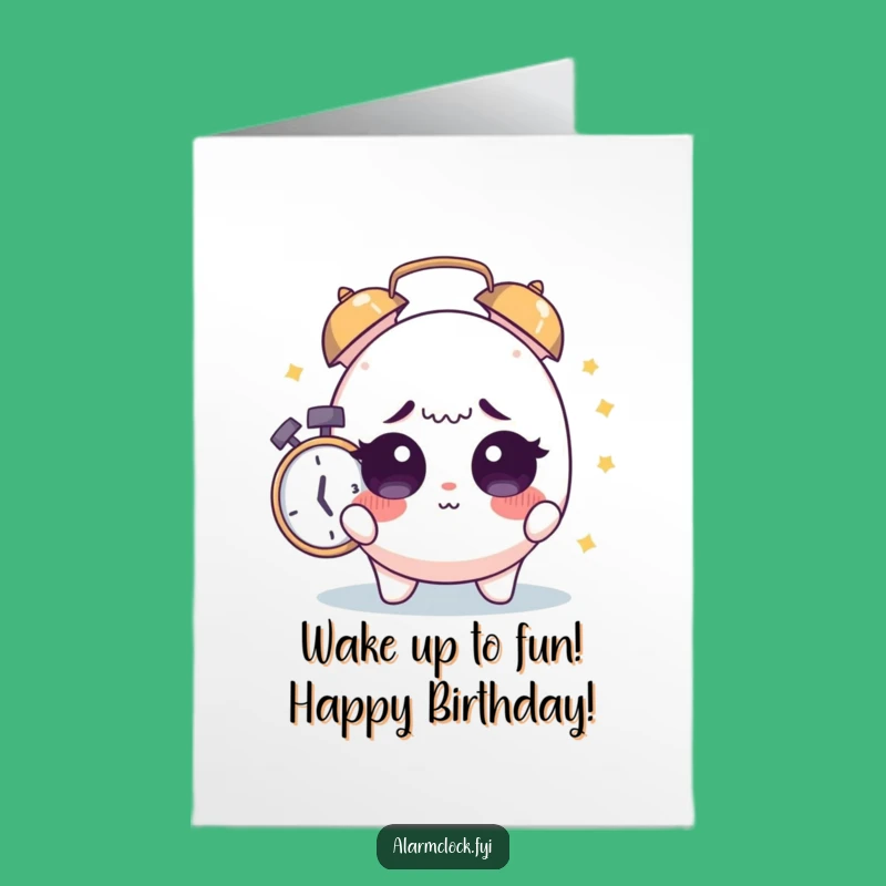 Free Printable Alarm Birthday Card: Funny Startled Character Downloadable Gift