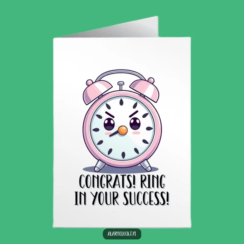 Free Printable Congrats Card: Determined Alarm Clock Rings Loudly Humor Downloadable Gift