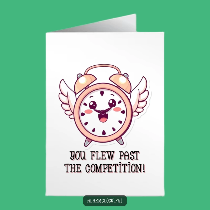 Free Printable Congrats Card: Flying Clock Success Takes Off, Downloadable Celebration