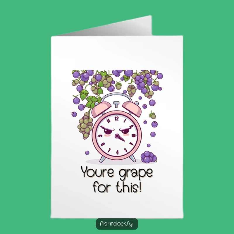 Free Printable Congrats Card: Grumpy Clock's Grape Shower - Humorous Downloadable Surprise