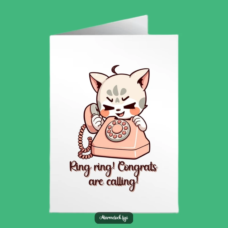 Free Printable Congrats Card Mischievous Character Retro Phone Downloadable Gift