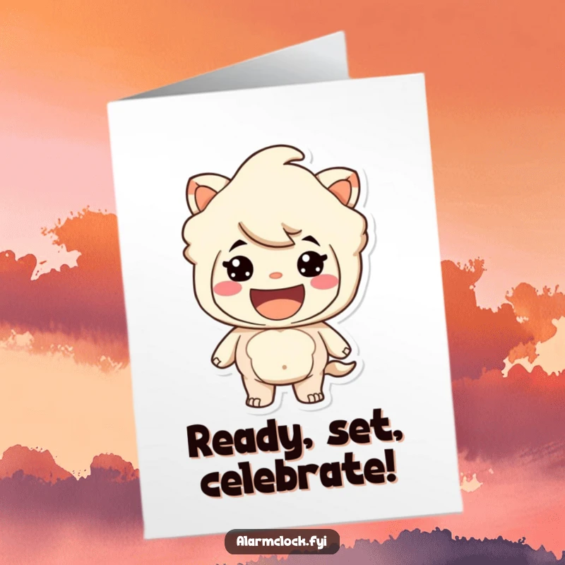 Funny Free Printable Congrats Card: A character with a wide, confident smile looks ready for action, celebrating a successful accomplishment.