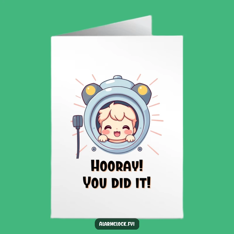 Funny Free Printable Congrats Card: Peeking Alarm for Your Big Achievement Gift