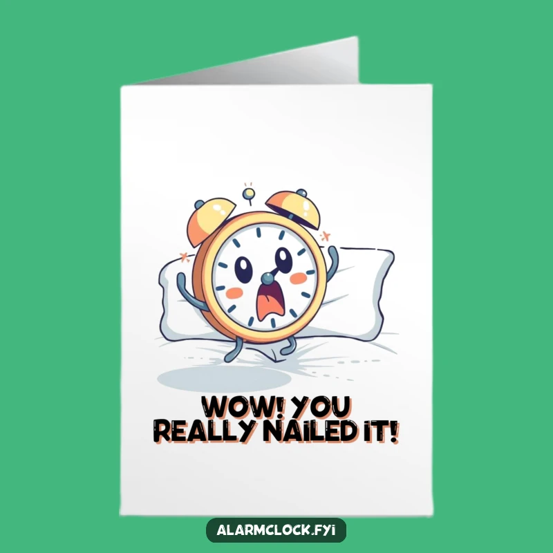 Free Printable Congrats Card: Startled Clock Funny Downloadable Greeting