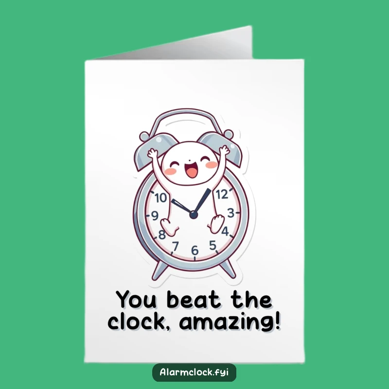 Free Printable Congratulations Card: Funny Alarm Clock Leap Success Downloadable