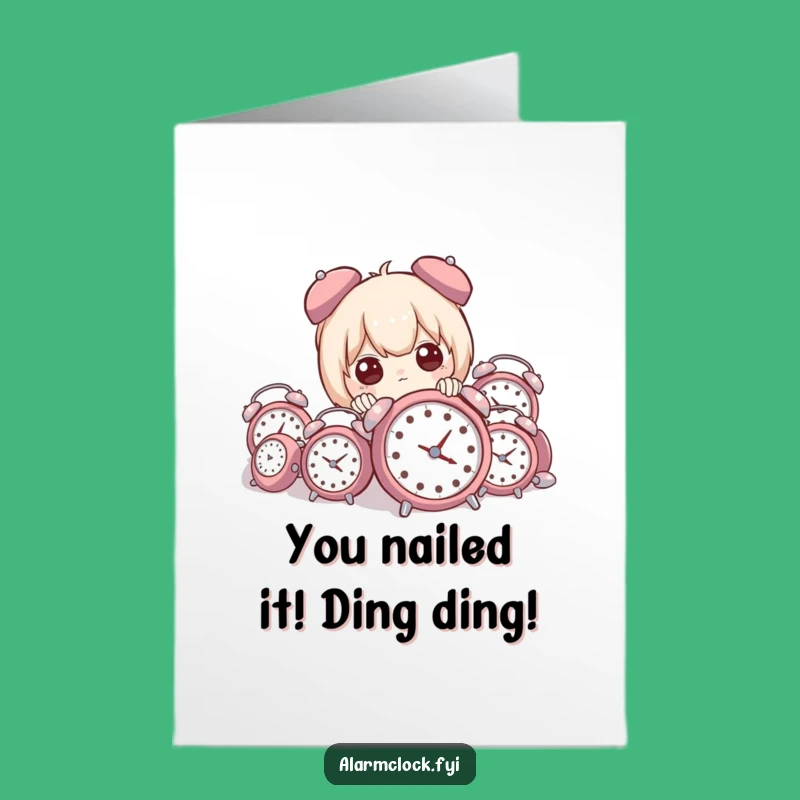 Free Printable Congrats Card: Funny Alarm Clock Character Peeking Printable