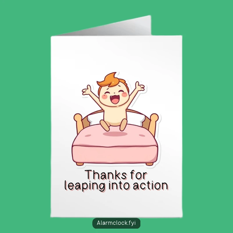 Free Printable Bed Jump Thank You Card - Funny Downloadable Gift