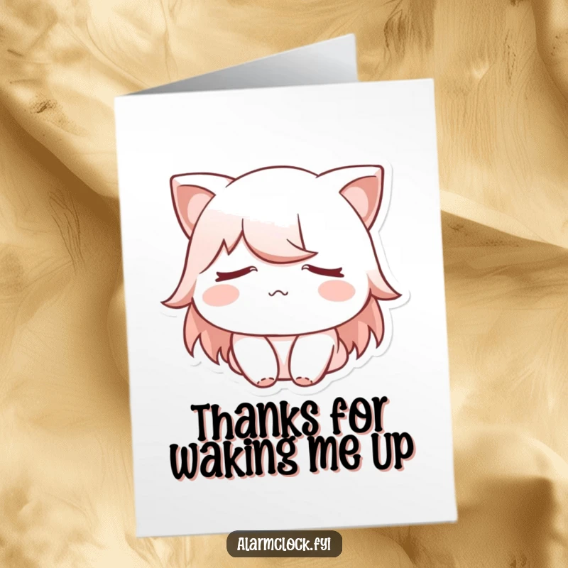 Funny Free Printable Thank You Card: Sleepy character tiredly covering eyes, a meme for expressing thanks, downloadable.