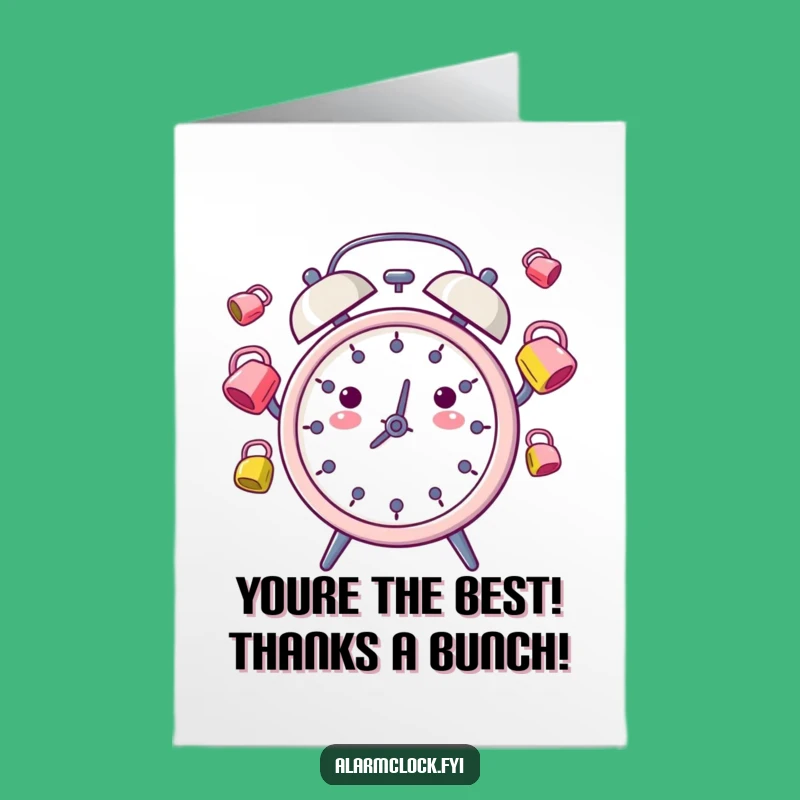 Funny Free Printable Thank You Card: Juggling Alarm Clock, Express Gratitude