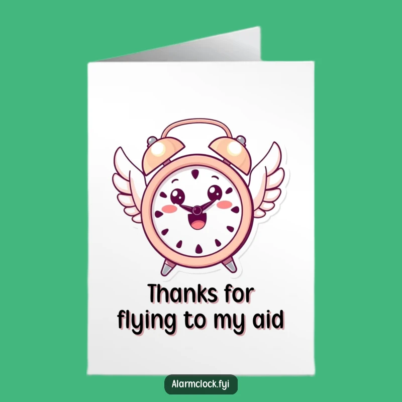 Free Printable Thank You Card: Flying Clock Gratitude, Downloadable Thanks