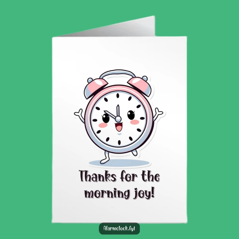 Free Printable Thank You Card: Dancing Clock Character Funny Downloadable Note