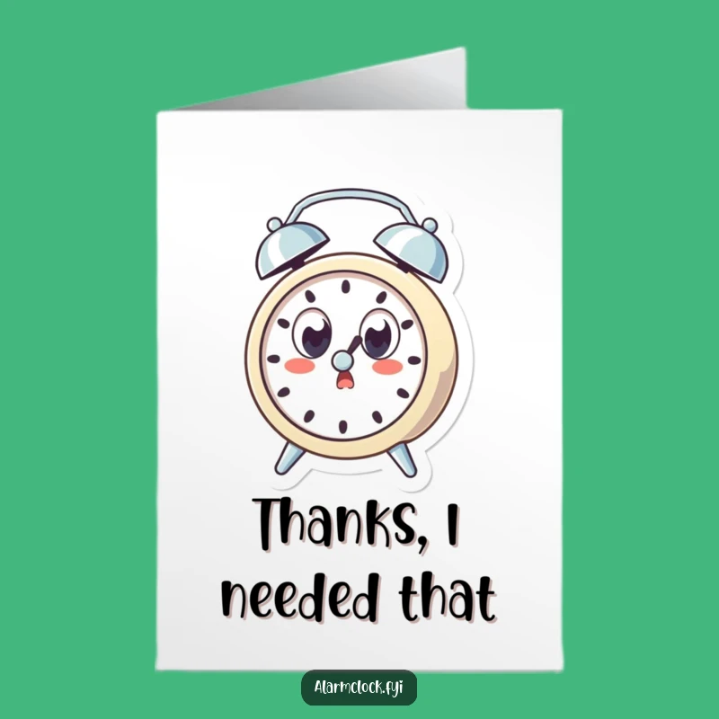 Free Printable Thank You Card: Surprised Clock - Funny Downloadable Gift