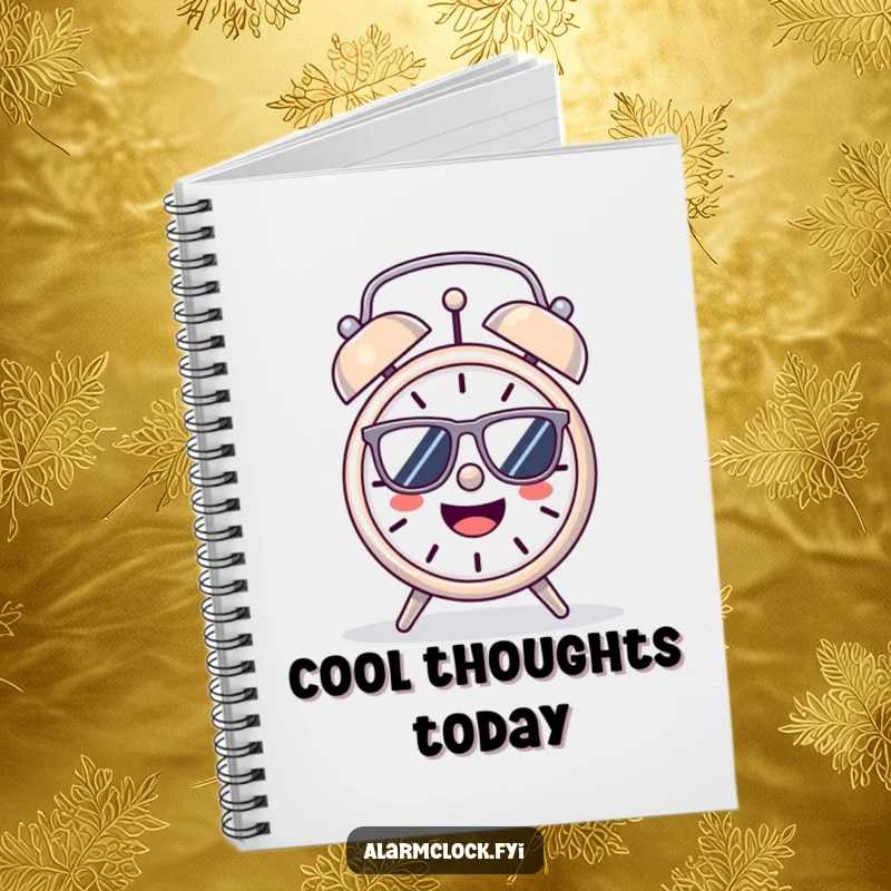 Funny Notebook: A cheerful alarm clock wearing sunglasses, basking in the sun, ready for bright ideas.