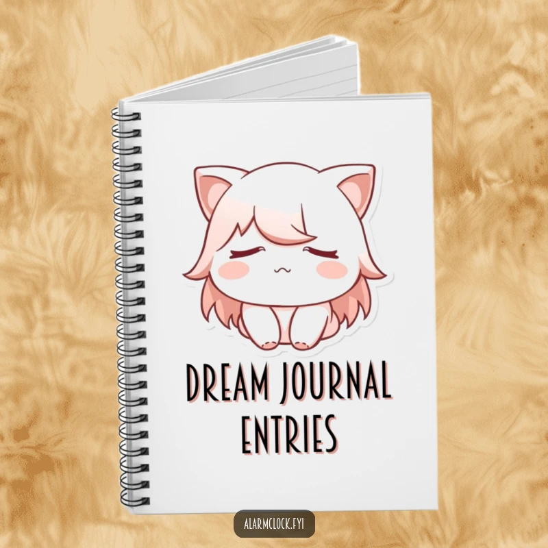 Funny notebook with a sleepy character covering their eyes, perfect for jotting down fleeting thoughts and morning musings.