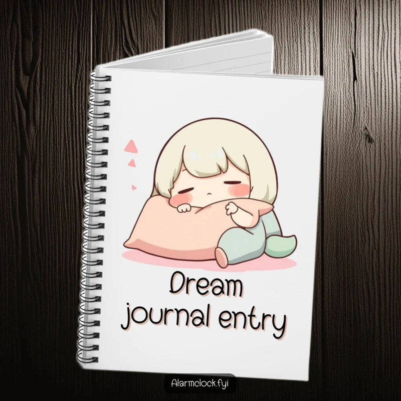 Funny notebook cover depicting a character peacefully snoozing on a pillow, ideal for jotting down thoughts in a relaxed mood.