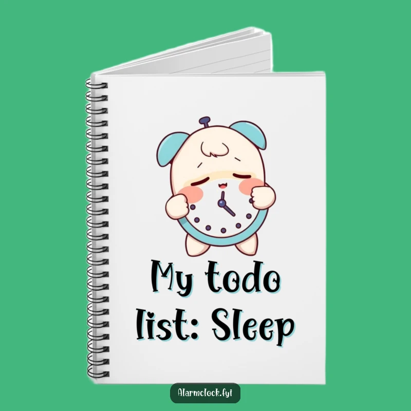 Funny Sleepy Character Notebook - Groggily Slapping Alarm Clock Journal