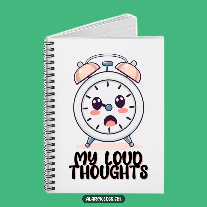 Funny Surprised Alarm Clock Notebook - Loud Ringing Shocked Face Journal