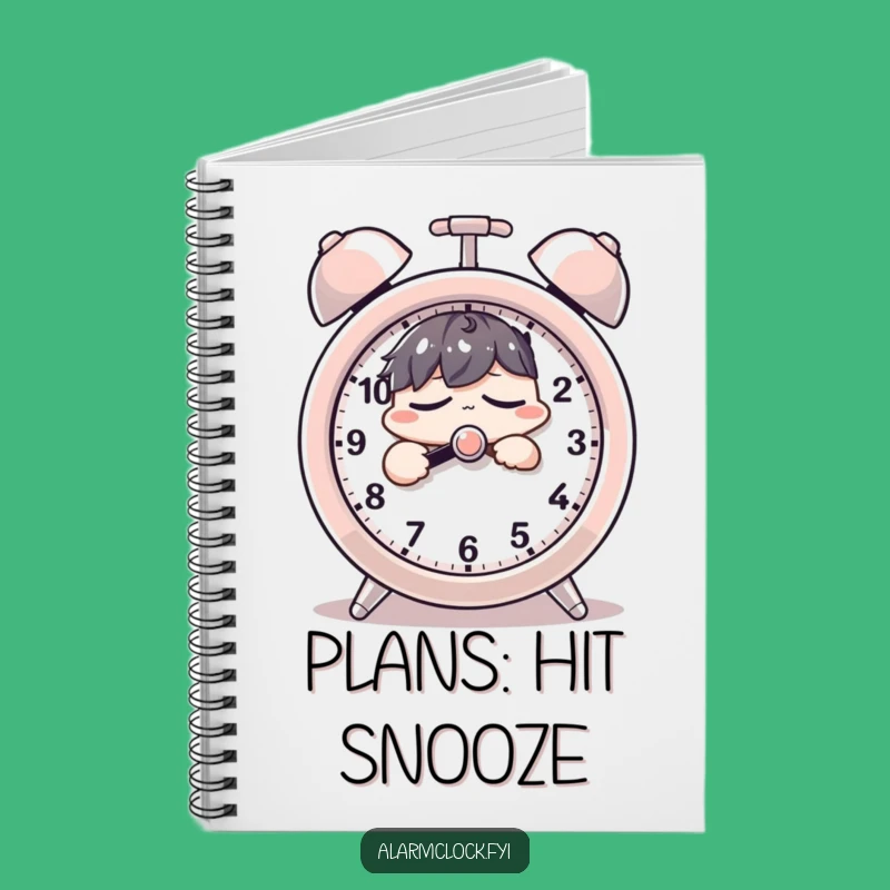 Funny Snooze Button Notebook - Sleepy Character Journal Gift
