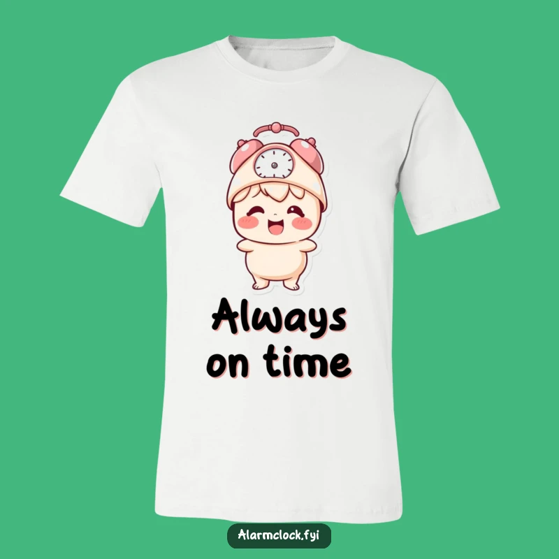 Funny Alarm Clock Hat Tee: Giggling Character's Cheerful Style