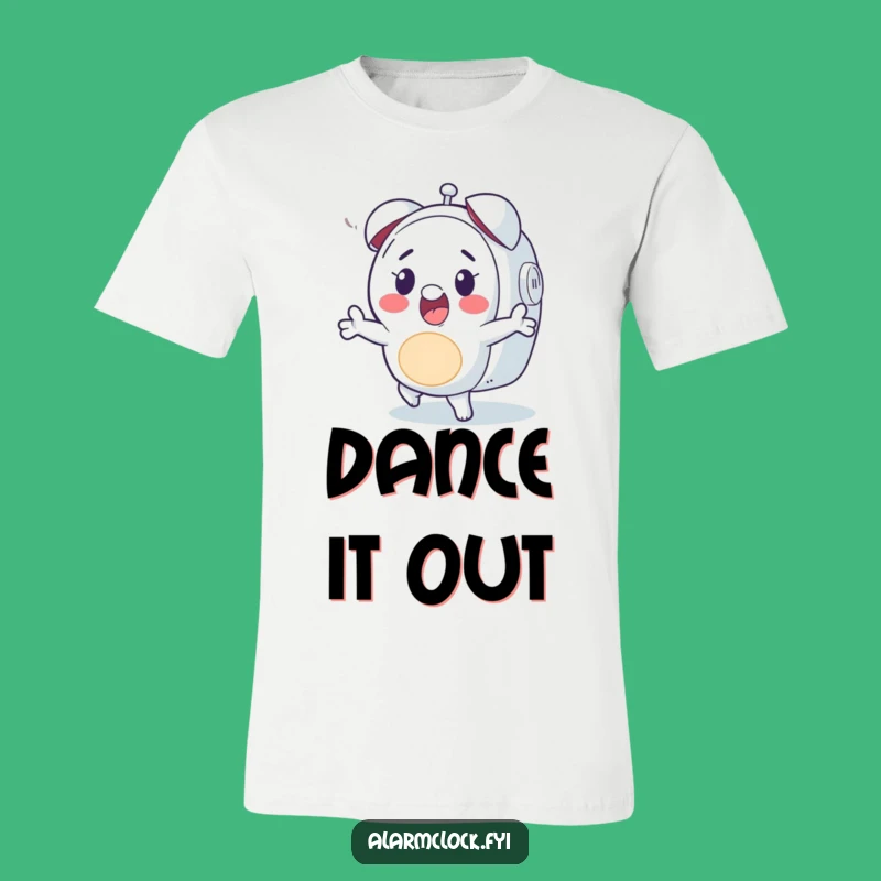 Funny Happy Character Dancing Alarm T-Shirt, Great Humorous Gift for Music Lovers