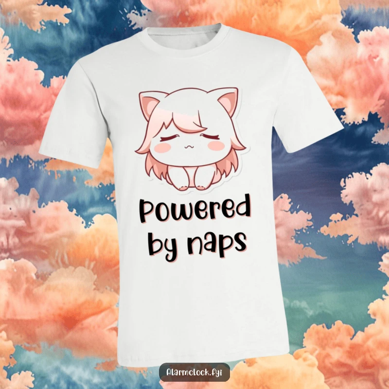 Funny T-shirt featuring a character with eyes shut, embodying deep sleep and the desire for more rest, ideal for pajamas.