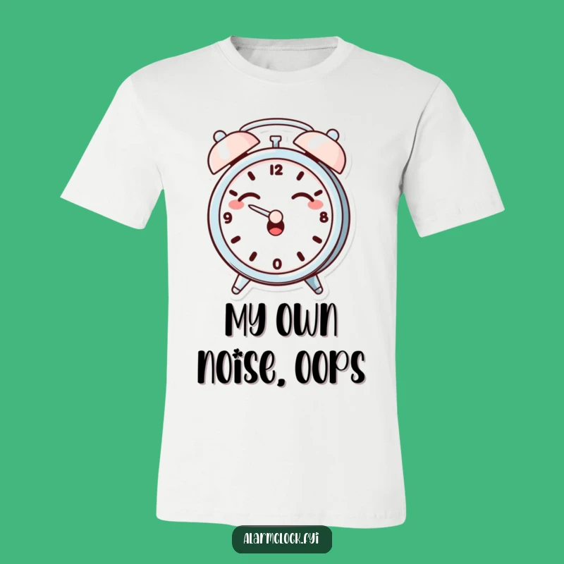 Funny Giggling Clock T-Shirt, Dramatic Ear-Covering Character, Humorous Noise Shirt