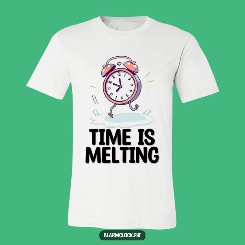 Funny Melting Clock T-Shirt: Frantic Escape from Ice, Your New Favorite Funny Tee