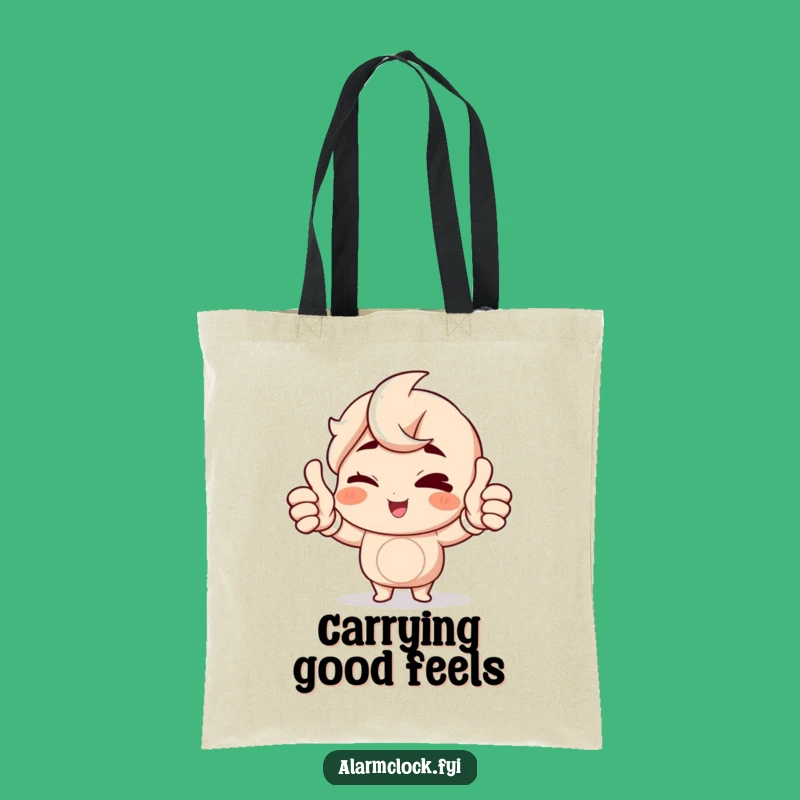 Funny Winking Character Tote Bag: Carry Your Morning Cheer with This Humorous Bag